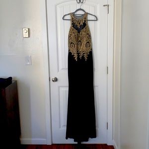 Black and gold evening gown